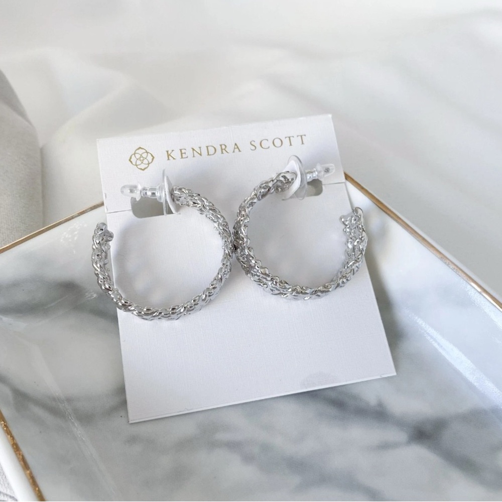 Kendra Scott Intricate Silver Hoop Earrings - Picture 3 of 3